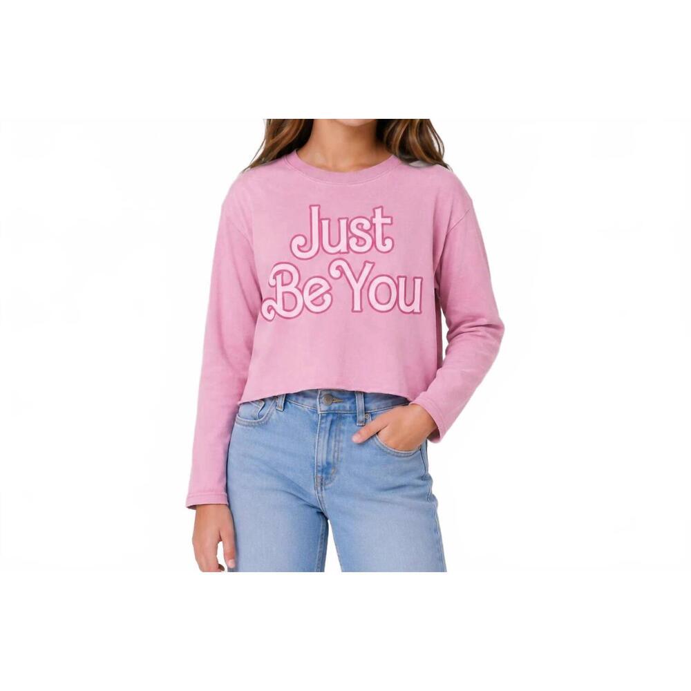 NEW PRINCE PETER COLLECTION girl's just be you long sleeve crop top in pink